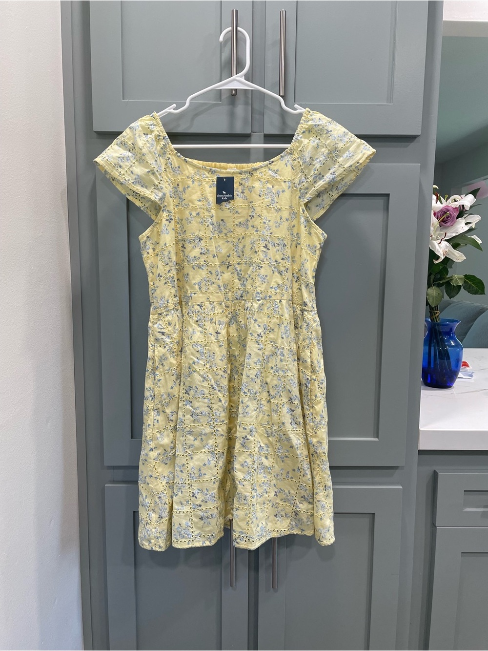 abercrombie kids Yellow Floral Square-Neck Dress